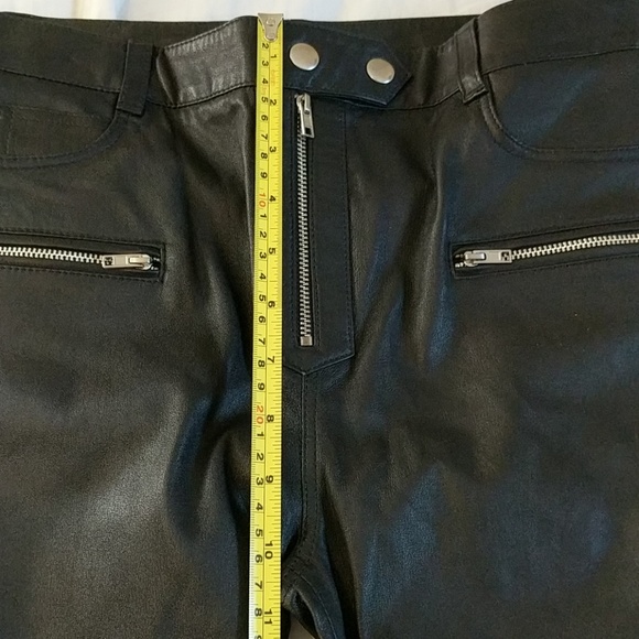7 For All Mankind Stretch Leather Biker Pants Jean - Picture 6 of 8